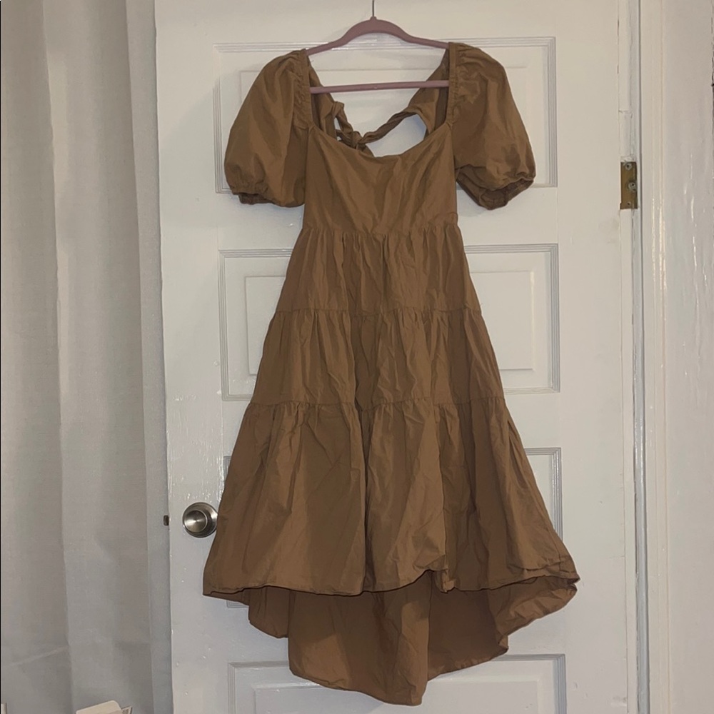 Mustard Seed Brown Puff Sleeve Sundress